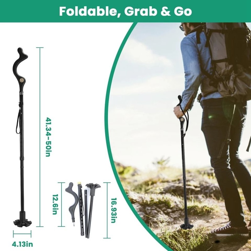 Heavy Duty Walking Cane For Seniors Black Posture Stick Adjustable Hiking Cane Walking Aid For Old 9