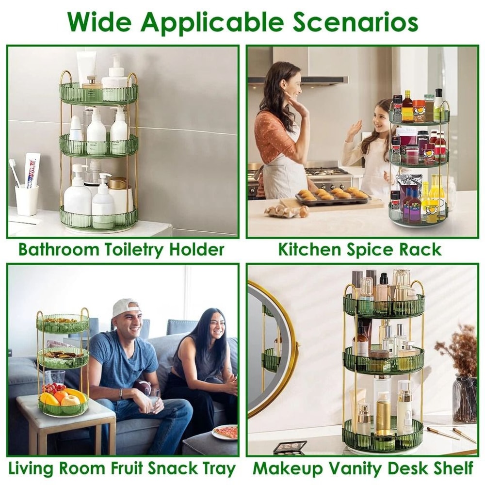 Rotating Makeup Organizer Tier Perfume Cosmetic Storage Shelf Elegant Vanity Organizer SpaceSaving 8