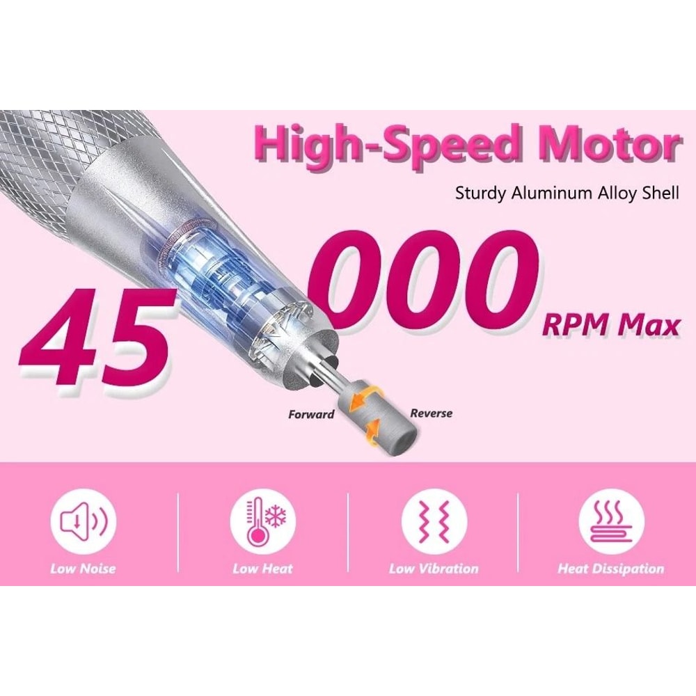 HighSpeed Electric Nail Drill RPM Bits Nail Drill Machine With Waist Clip 11