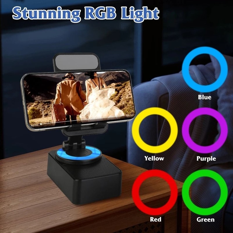 Wireless Speaker Power Bank Cell Phone Stand Office Phone Stand With Battery Foldable RGB Light 8