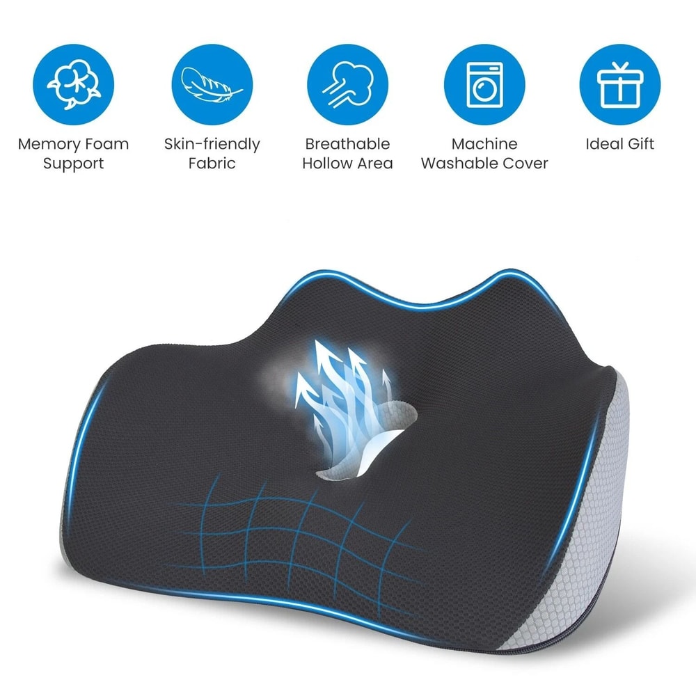 Ergonomic Memory Foam Seat Cushion Car Cushion Office Pillow Seat Cushion NonSlip Machine Washable 2
