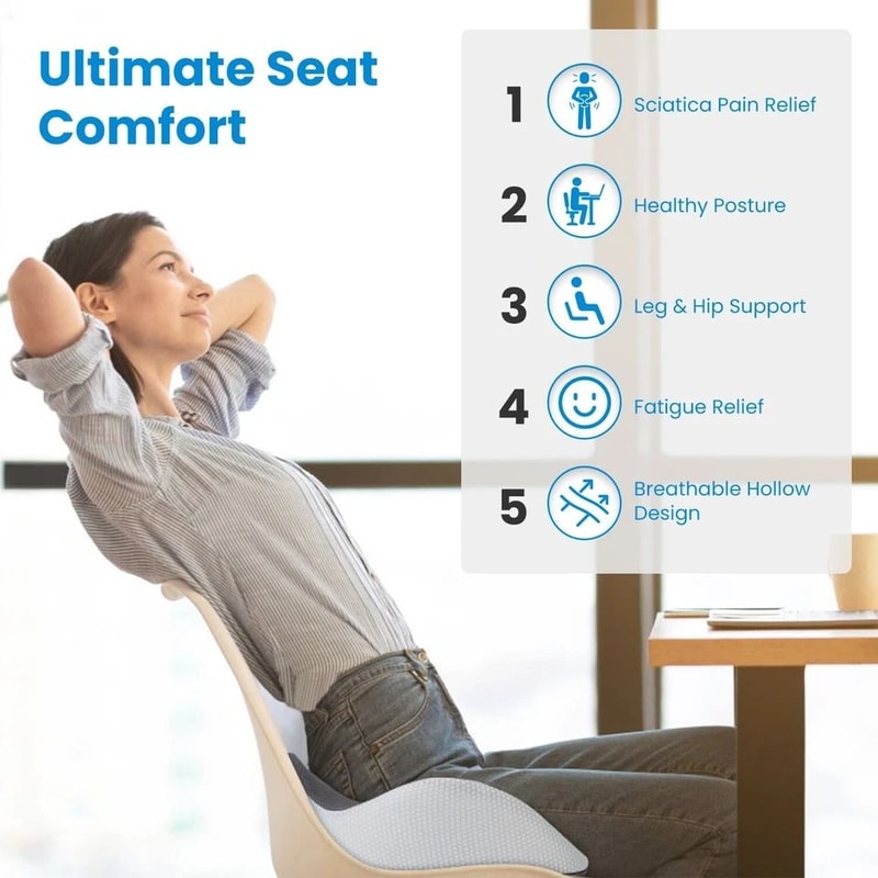Ergonomic Memory Foam Seat Cushion Car Cushion Office Pillow Seat Cushion NonSlip Machine Washable 9