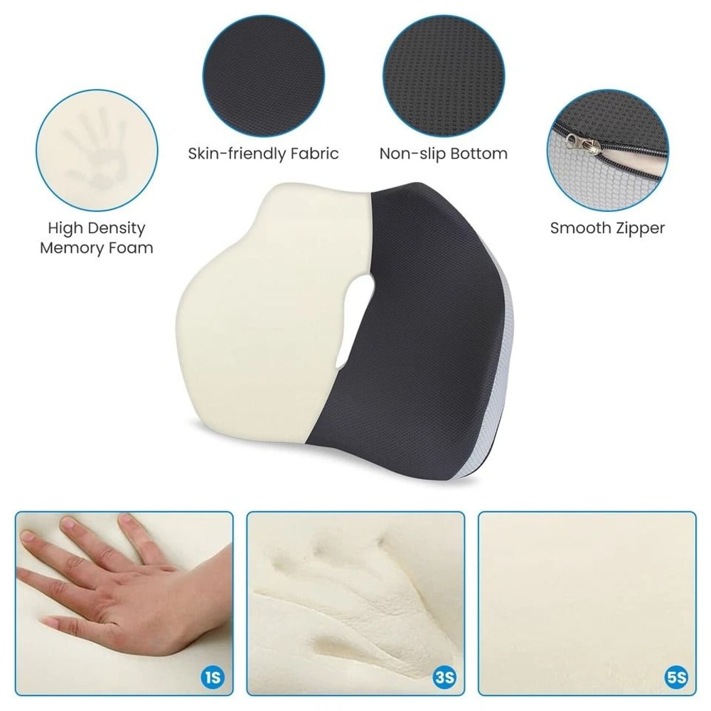 Ergonomic Memory Foam Seat Cushion Car Cushion Office Pillow Seat Cushion NonSlip Machine Washable 10