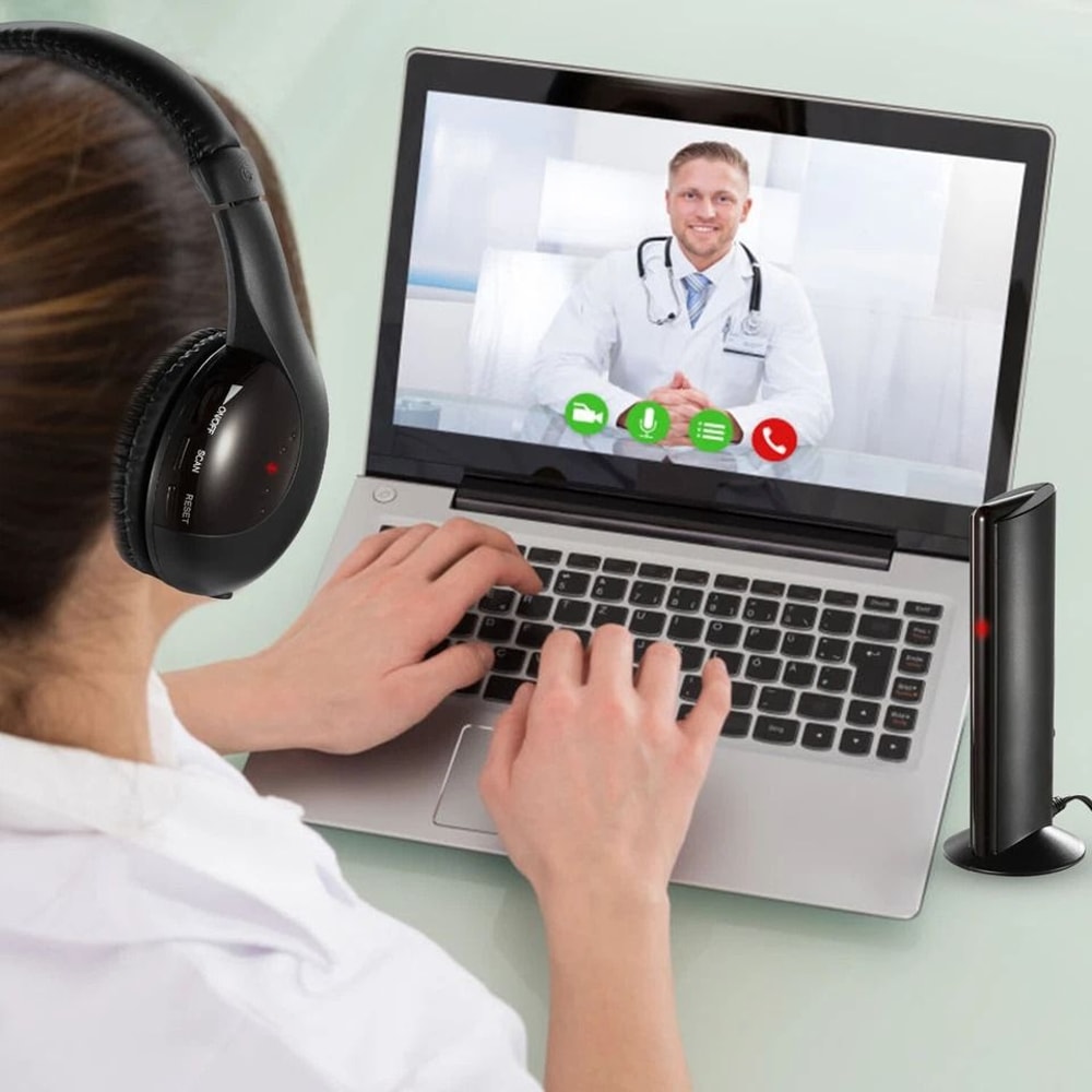 Wireless Headphones Cordless RF Mic For TV PC DVD 2