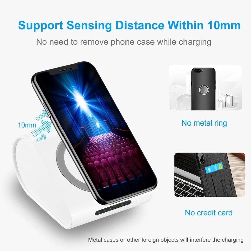 Fast Charger White Power Bank Wireless Charging USB Portable Battery For Phones Tablets 4