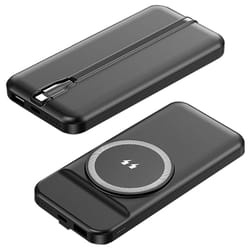 magnetic wireless charger, battery pack, fast charging power bank, built-in cable, dual usb/type-c outputs