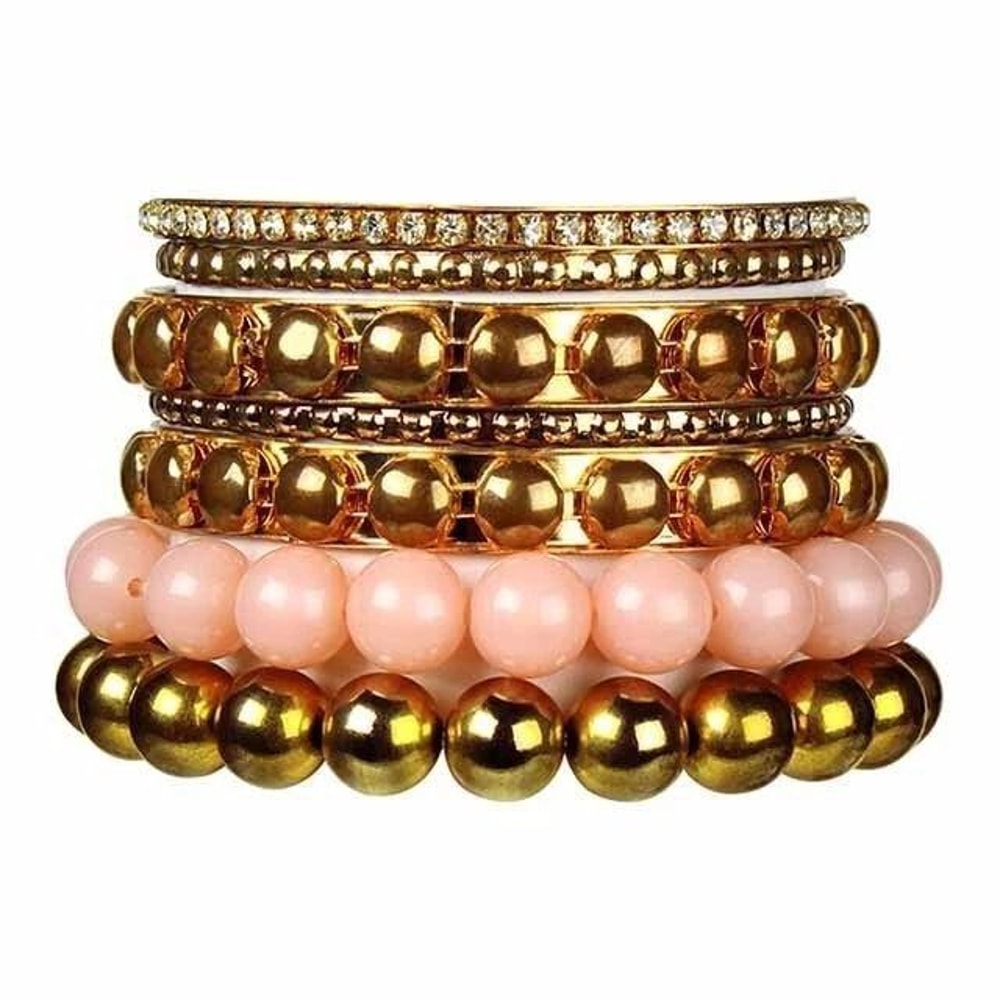 Bangle Bracelet Set Retro Gold Alloy Inlaid Rhinestone Detailing Elegant And Trendy Accessories 0