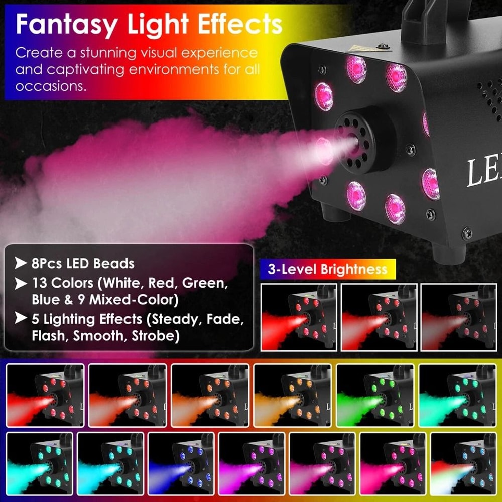 Fog Machine With LED Color Effects Remote Control For Weddings Parties And Stage Lighting 9
