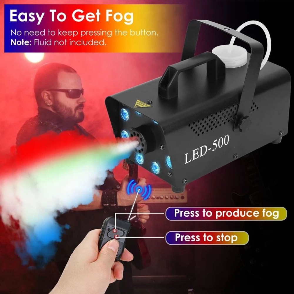 Fog Machine With LED Color Effects Remote Control For Weddings Parties And Stage Lighting 10