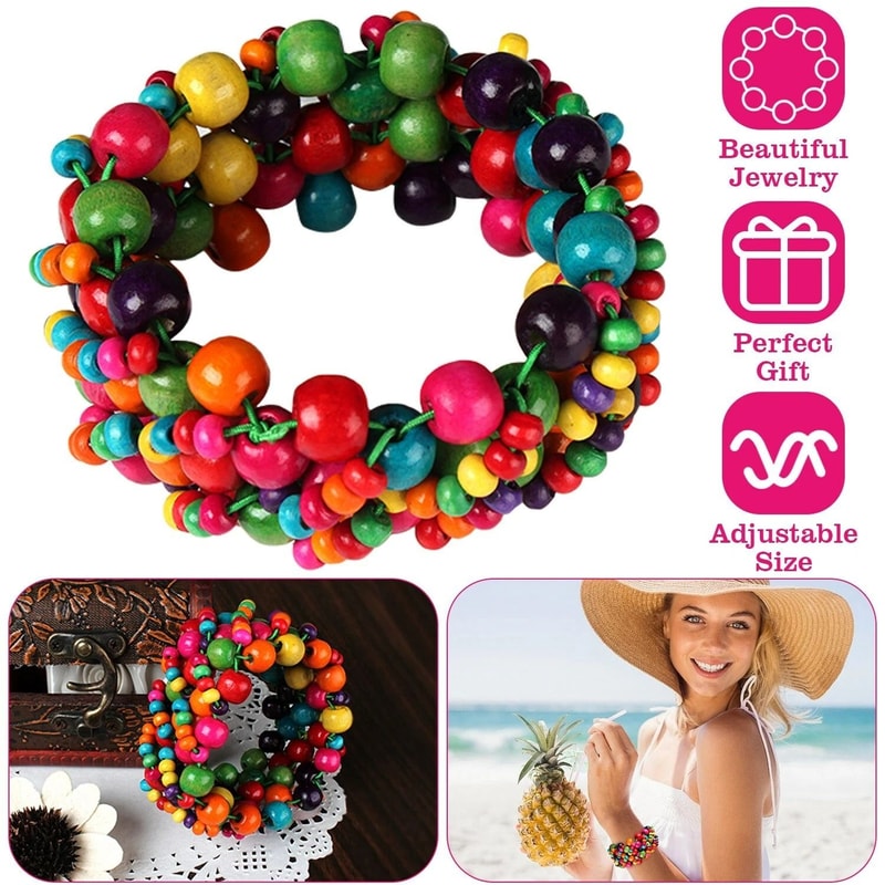 Bohemian Womens Fashion Bracelet Colorful Wood Beads For Women Retro Style Jewelry 1