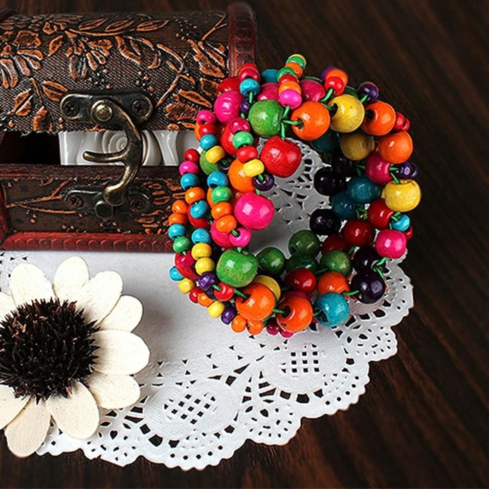 Bohemian Womens Fashion Bracelet Colorful Wood Beads For Women Retro Style Jewelry 2