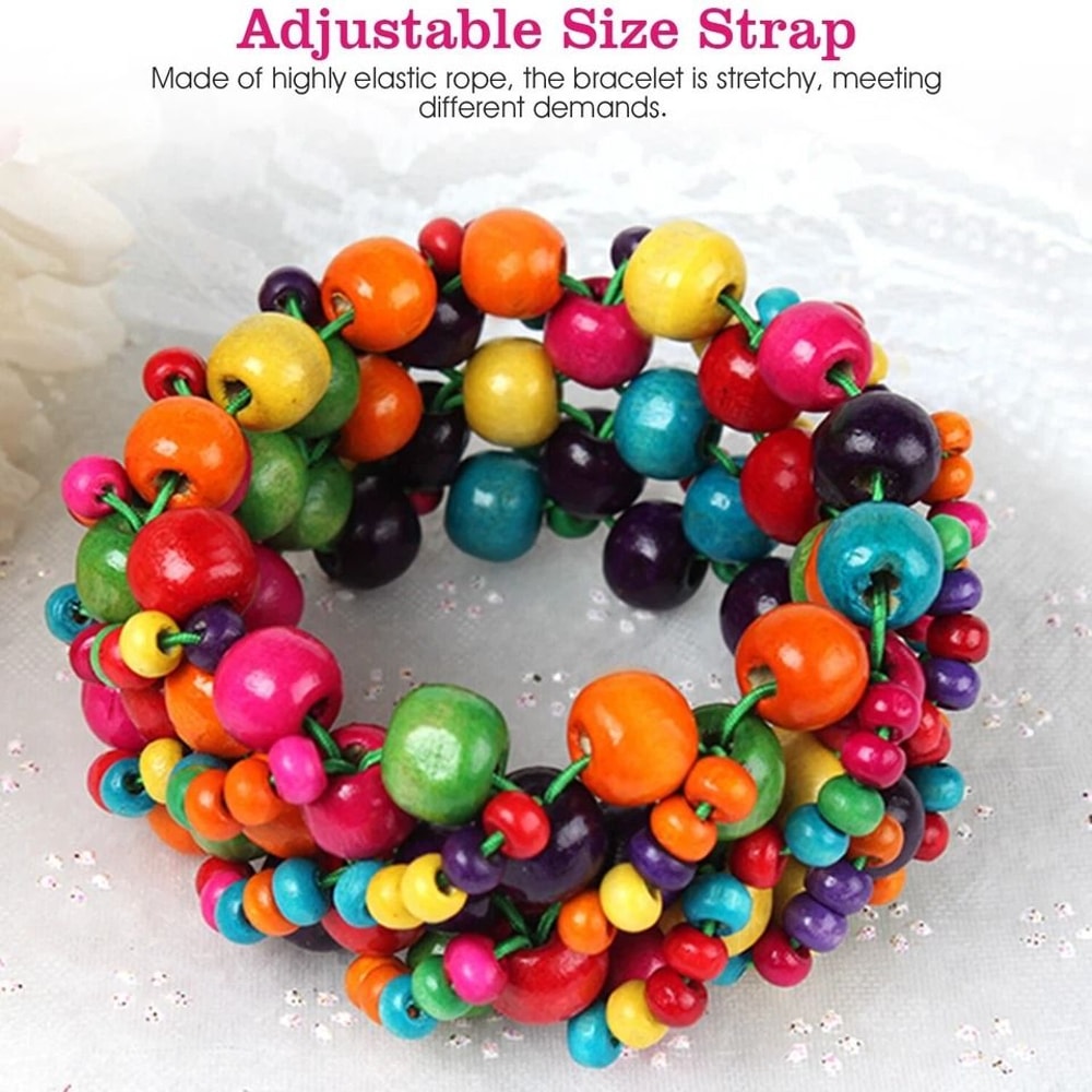 Bohemian Womens Fashion Bracelet Colorful Wood Beads For Women Retro Style Jewelry 8