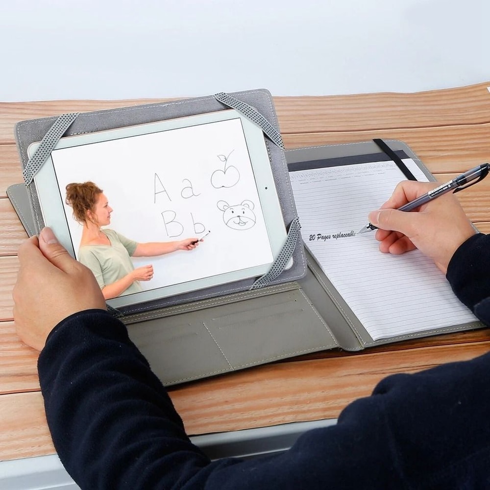 Tablet Portfolio Case With BuiltIn Notepad Business Carry Case With Handles Durable PU Organizer Fo 2