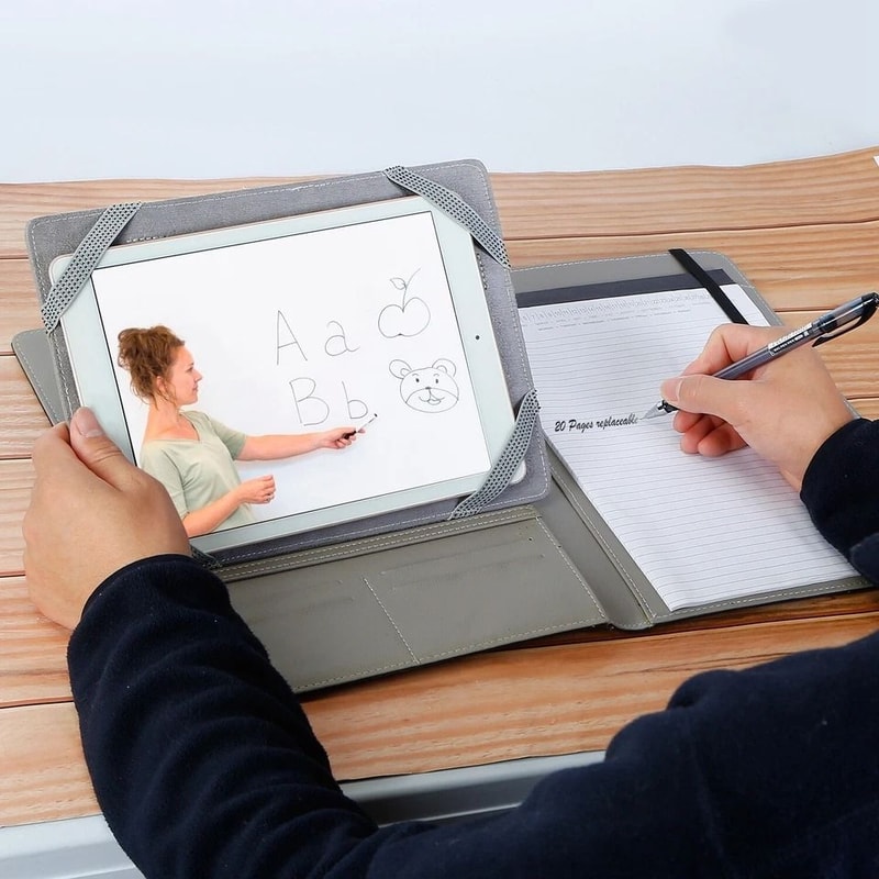 Tablet Portfolio Case With BuiltIn Notepad Business Carry Case With Handles Durable PU Organizer Fo 2