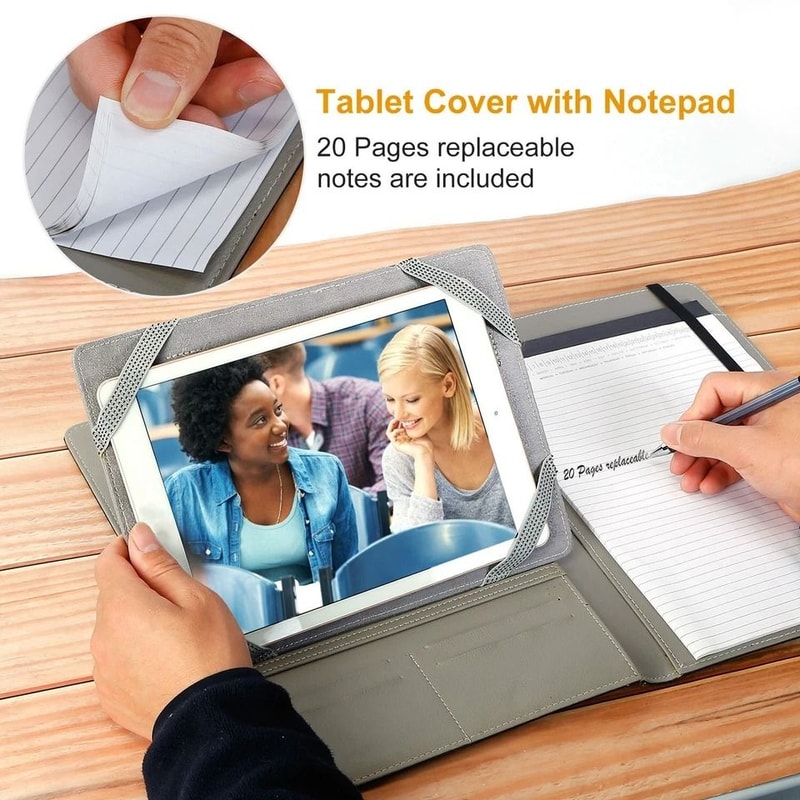 Tablet Portfolio Case With BuiltIn Notepad Business Carry Case With Handles Durable PU Organizer Fo 4