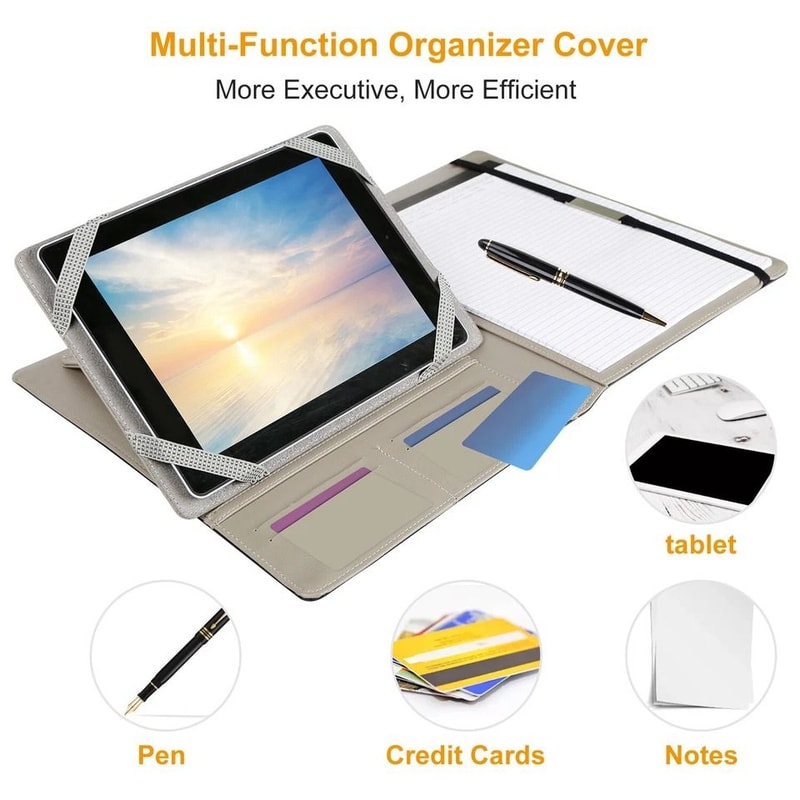 Tablet Portfolio Case With BuiltIn Notepad Business Carry Case With Handles Durable PU Organizer Fo 6