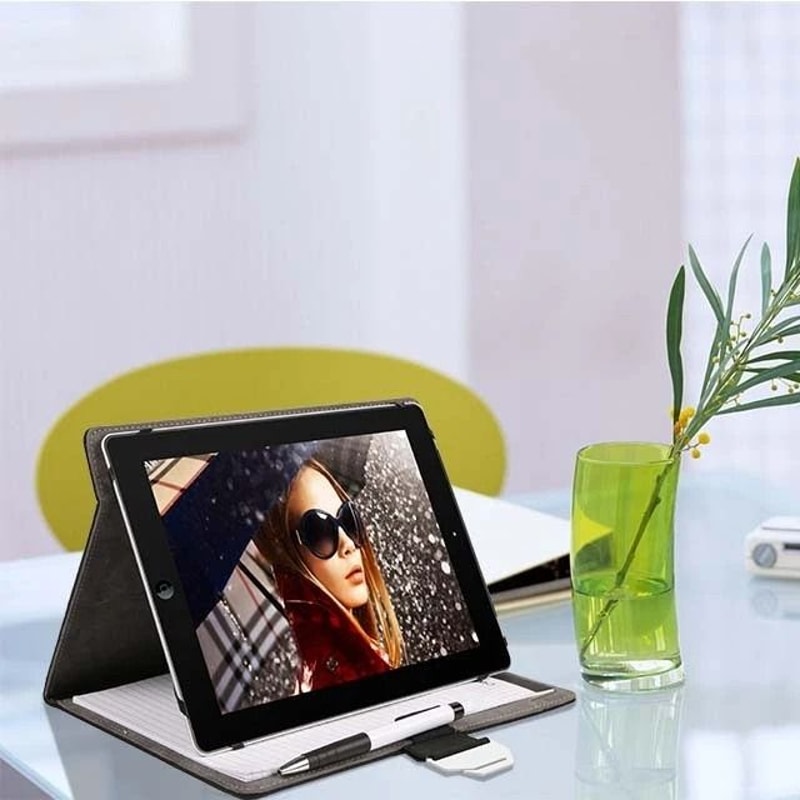 Universal Leather Stand Cover Case For Android Tablet PC Black Folio Tablet Protector With Memo Pad