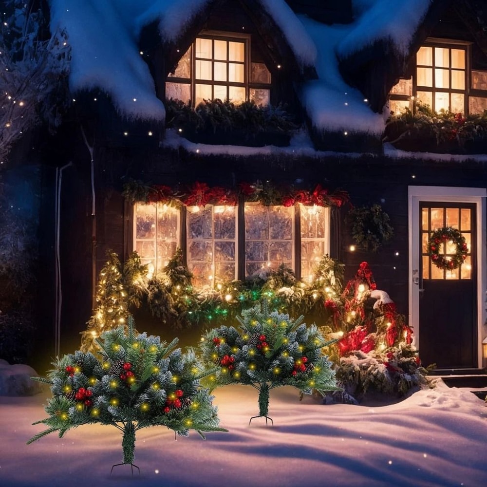 Lighted Christmas Tree Artificial Xmas Tree With LED Beads Indoor Outdoor Holiday Decor 2