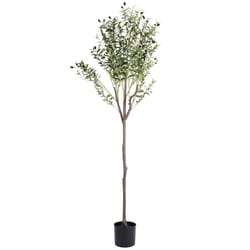 tall artificial olive tree, faux potted olive plant, home decor fake olive tree for living room, office, and more