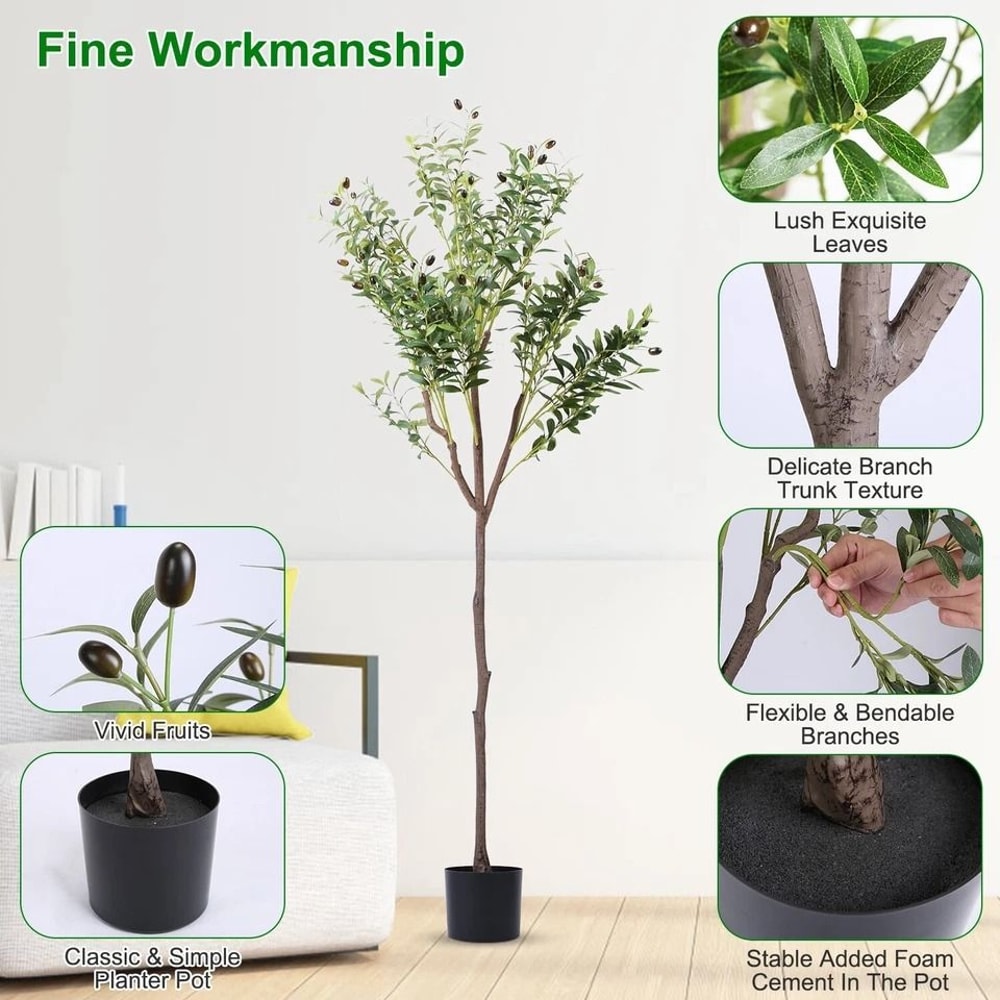 Tall Artificial Olive Tree Faux Potted Olive Plant Home Decor Fake Olive Tree For Living Room Offic 6