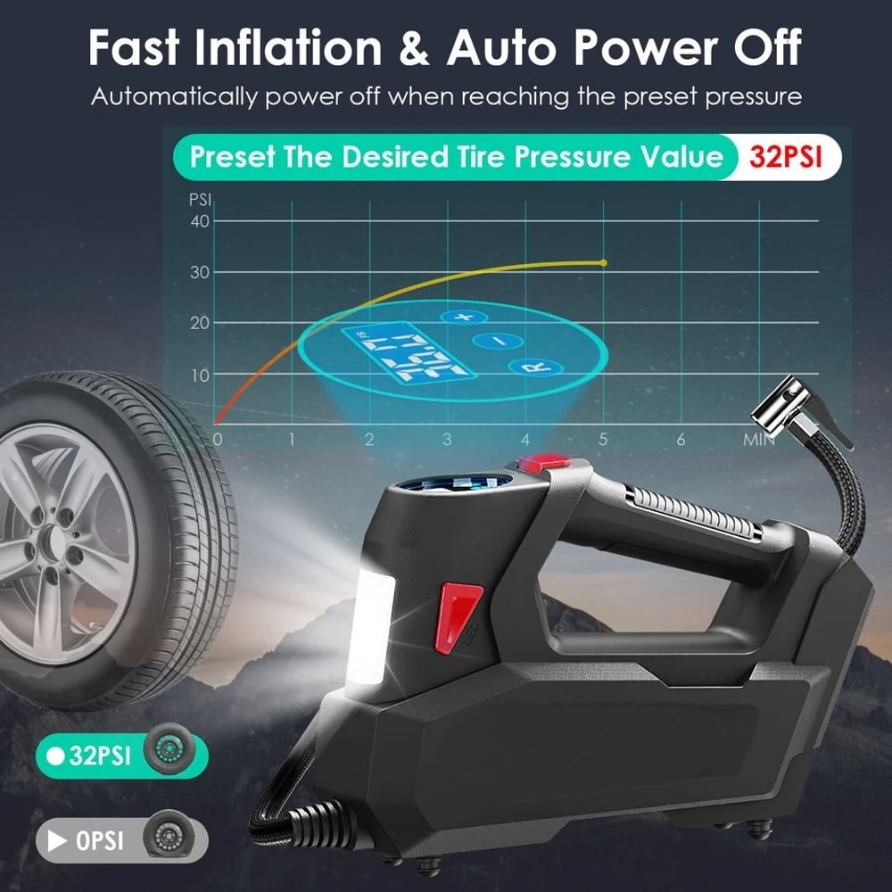 Portable Air Compressor Tire Inflator For Cars And Bikes Air Pump Ideal For Tires Balls And More 7