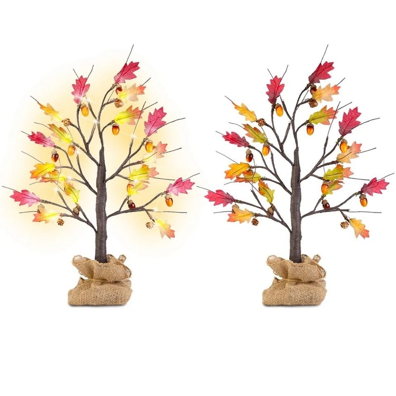 Lighted Maple Tree Warm White LED Beads Artificial Fall Tree For Thanksgiving Autumn Home Decor 1