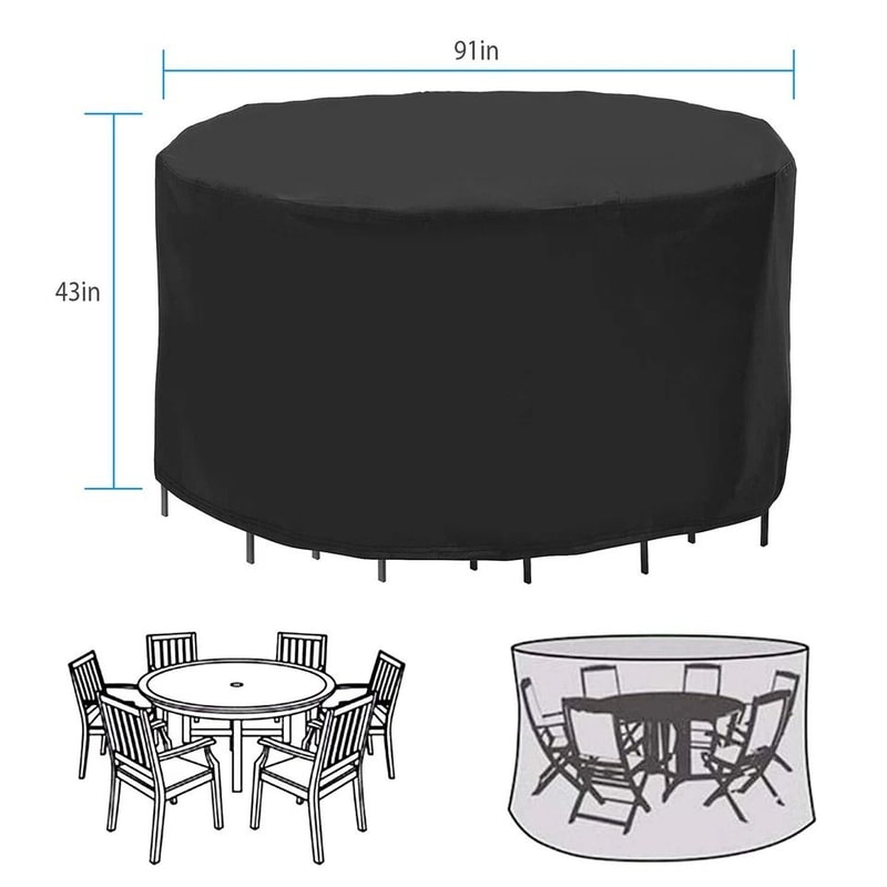 Waterproof Patio Round Furniture Cover Windproof Table Chair Set Covers Portable Outdoor Protection 2