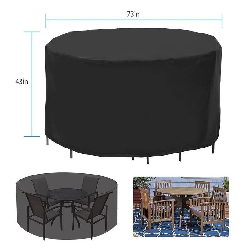 Waterproof Patio Round Furniture Cover Windproof Table Chair Set Covers Portable Outdoor Protection 1
