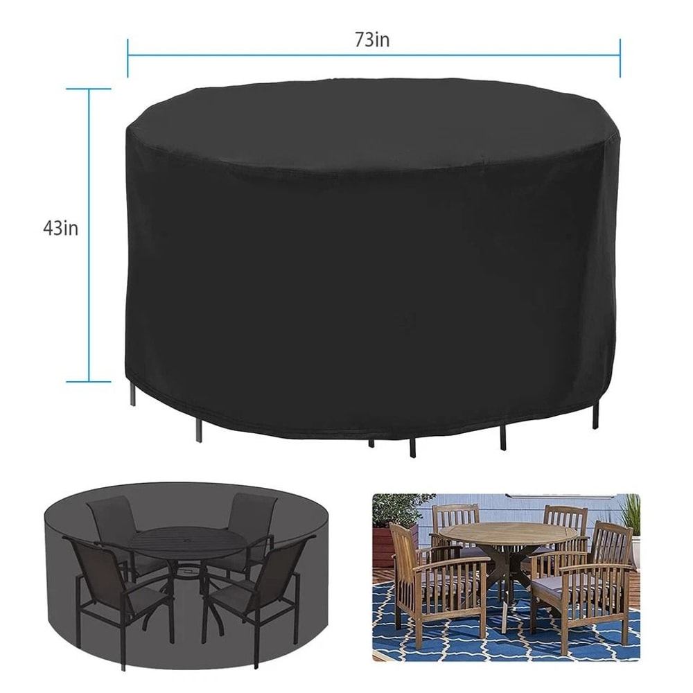 Waterproof Patio Round Furniture Cover Windproof Table Chair Set Covers Portable Outdoor Protection 3