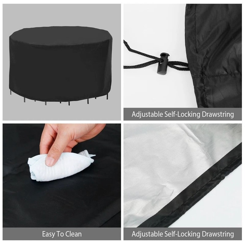 Waterproof Patio Round Furniture Cover Windproof Table Chair Set Covers Portable Outdoor Protection 8