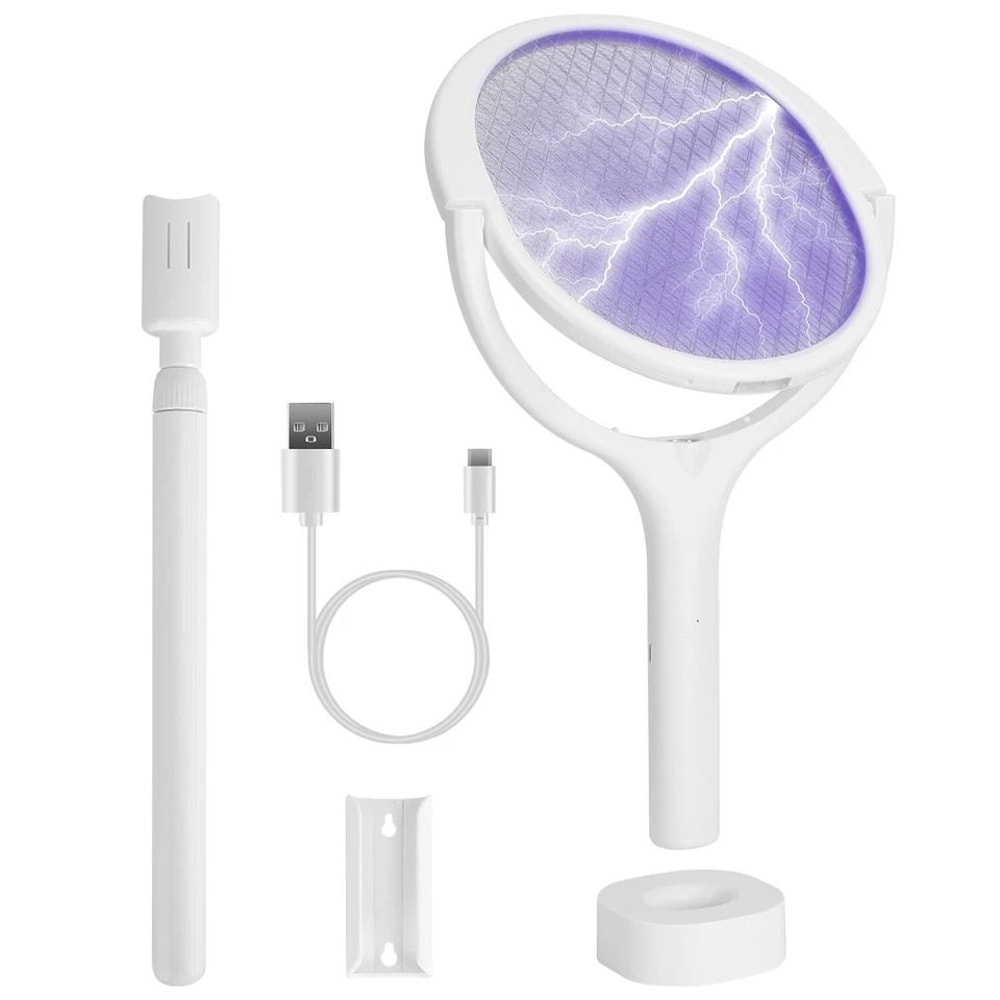 Bug Zapper Mosquito Swatter Rotating Electric Bug Racket Safe Rechargeable Electric Zapper For Mosq 3