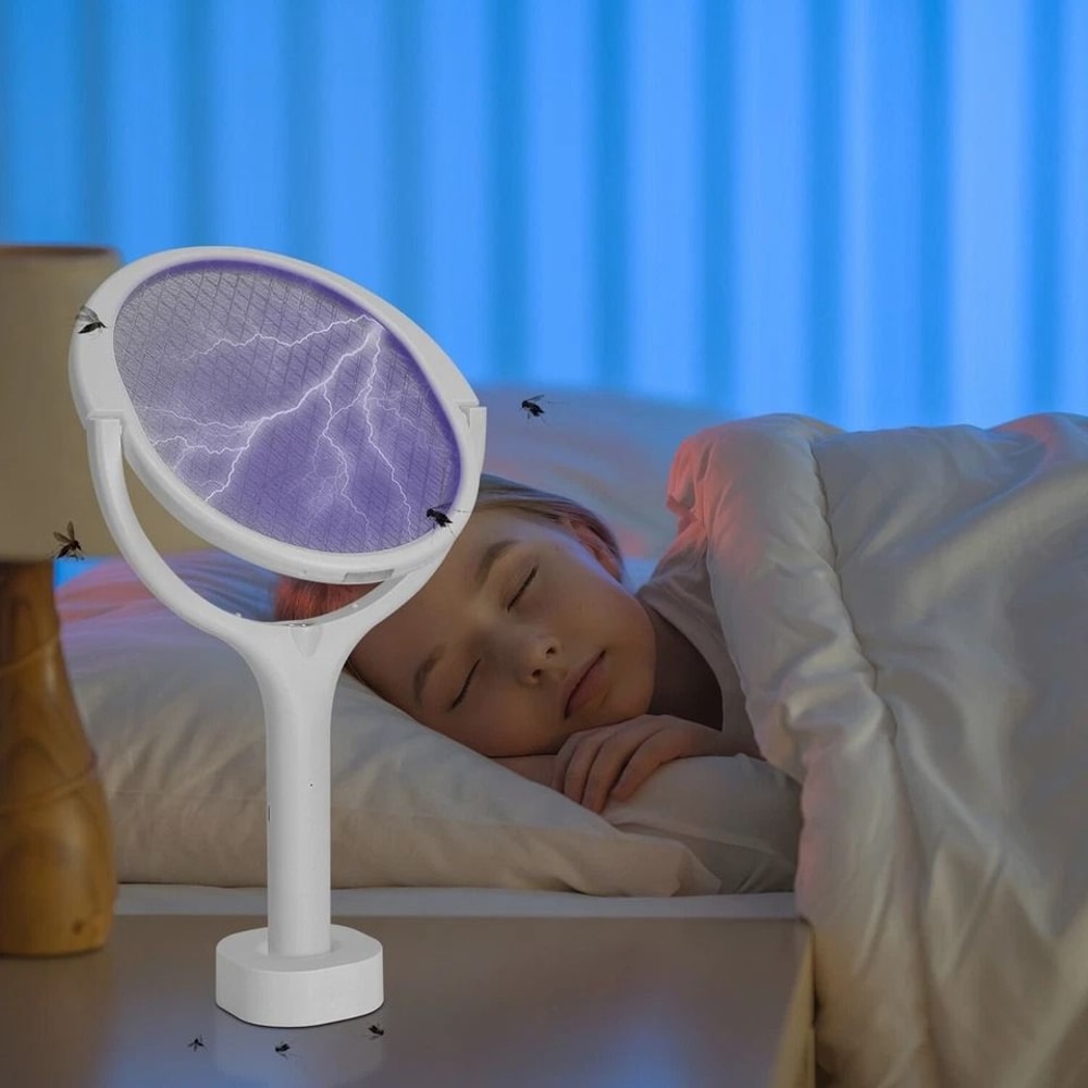 Bug Zapper Mosquito Swatter Rotating Electric Bug Racket Safe Rechargeable Electric Zapper For Mosq 4