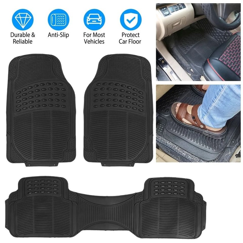 Universal Fit Heavy Duty Car Rubber Floor Mats All Weather Protection Durable PVC AntiSlip Trimmabl 8