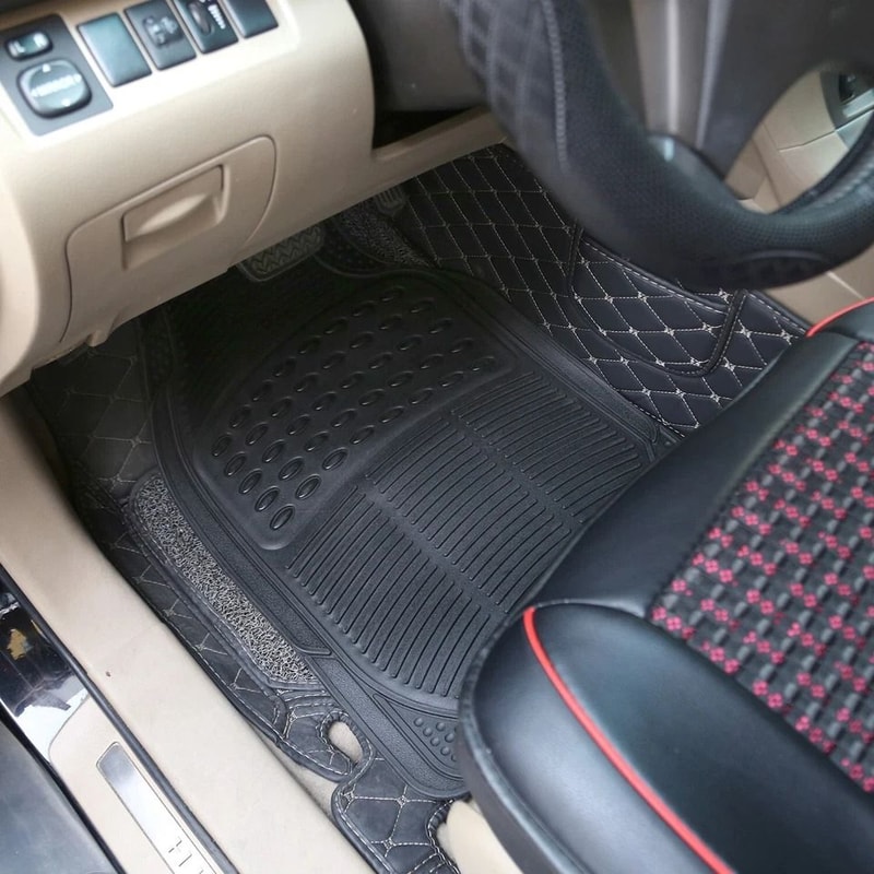 Universal Fit Heavy Duty Car Rubber Floor Mats All Weather Protection Durable PVC AntiSlip Trimmabl 3