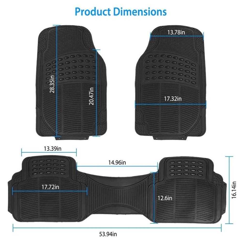 Universal Fit Heavy Duty Car Rubber Floor Mats All Weather Protection Durable PVC AntiSlip Trimmabl 6