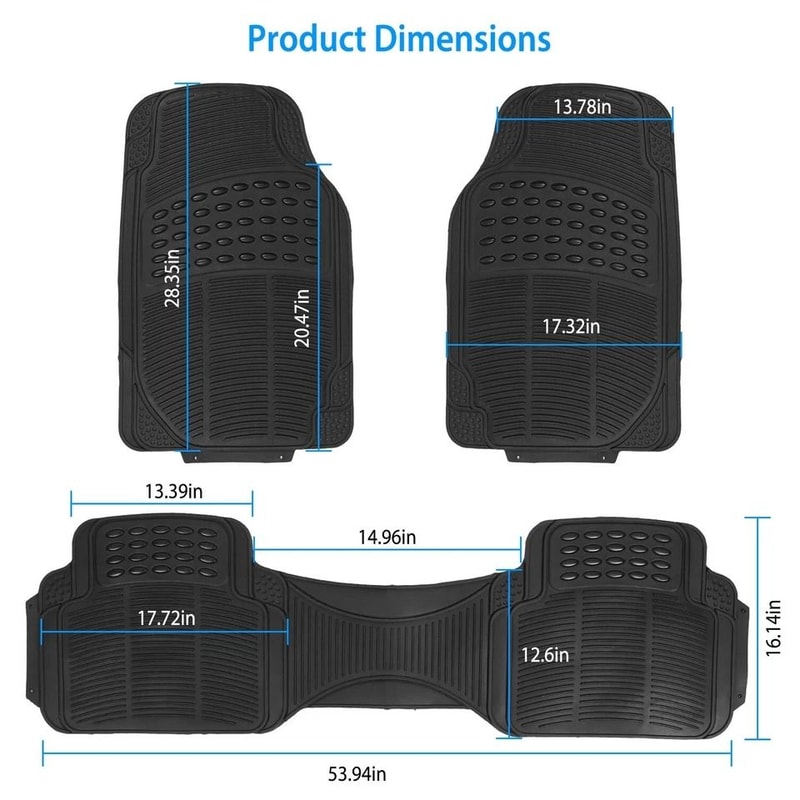 Universal Fit Heavy Duty Car Rubber Floor Mats All Weather Protection Durable PVC AntiSlip Trimmabl 6