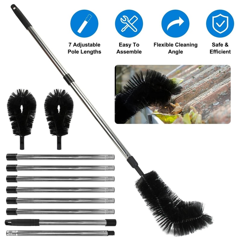 Extendable Gutter Cleaning Brush Telescoping Handle Rain Gutter Cleaner With AntiSlip Gloves 1