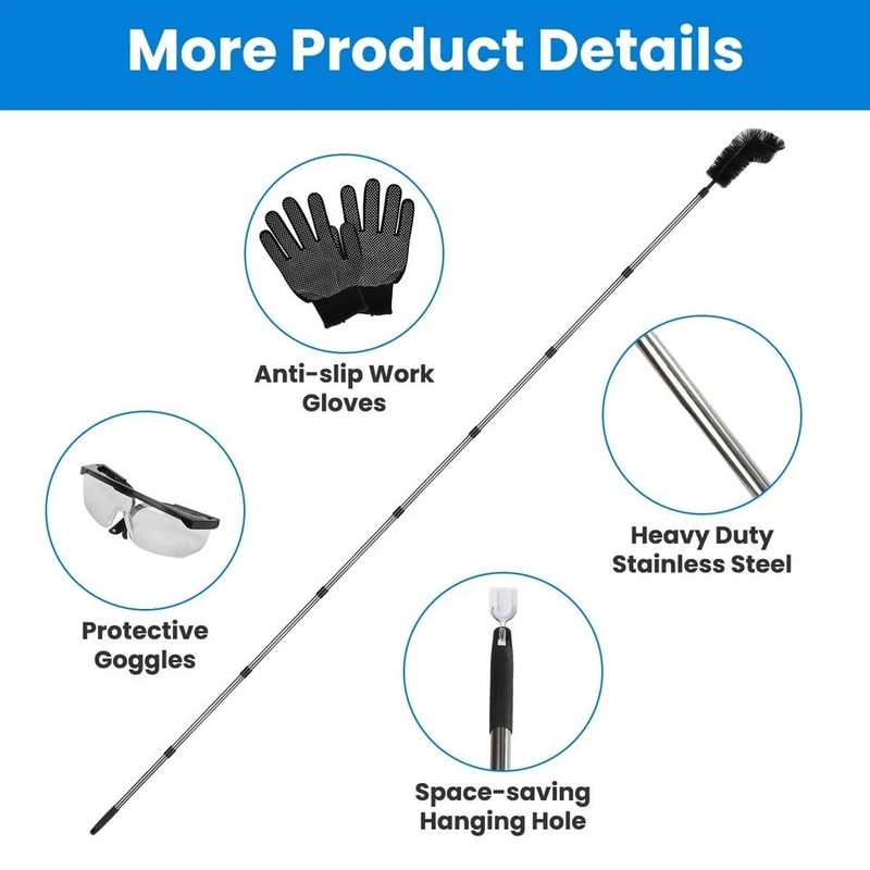 Extendable Gutter Cleaning Brush Telescoping Handle Rain Gutter Cleaner With AntiSlip Gloves 8