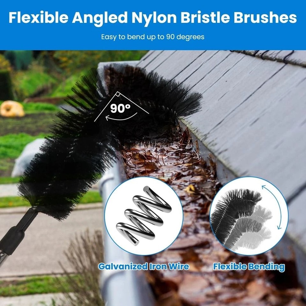 Extendable Gutter Cleaning Brush Telescoping Handle Rain Gutter Cleaner With AntiSlip Gloves 10