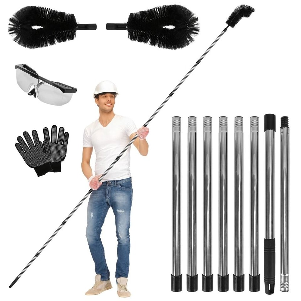 Extendable Gutter Cleaning Brush Telescoping Handle Rain Gutter Cleaner With AntiSlip Gloves 2