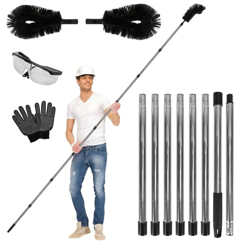 Extendable Gutter Cleaning Brush Telescoping Handle Rain Gutter Cleaner With AntiSlip Gloves 2