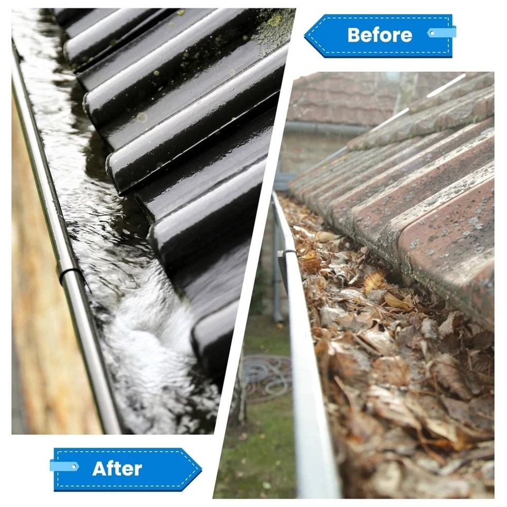 Extendable Gutter Cleaning Brush Telescoping Handle Rain Gutter Cleaner With AntiSlip Gloves 5