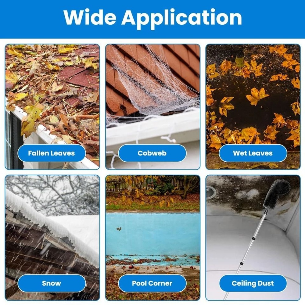 Extendable Gutter Cleaning Brush Telescoping Handle Rain Gutter Cleaner With AntiSlip Gloves 6