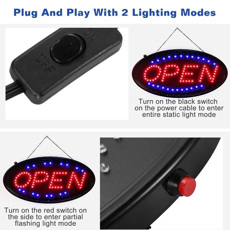 Neon LED Open Sign Ultra Bright Flashing Motion Display Animated Business Board For Shops 4