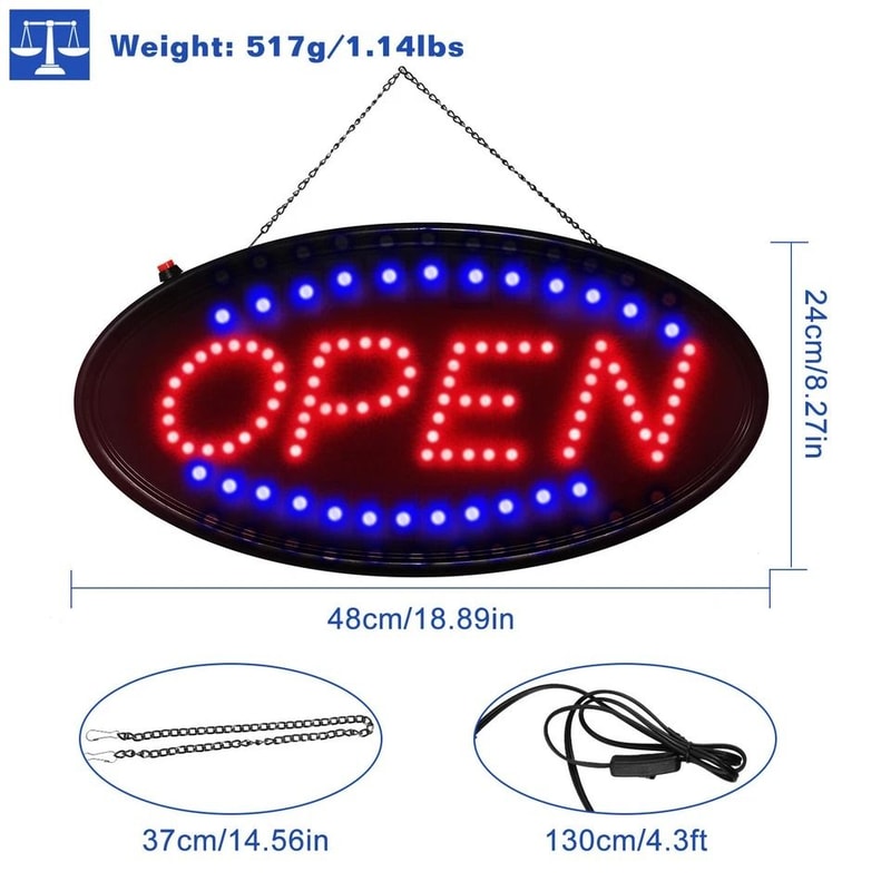Neon LED Open Sign Ultra Bright Flashing Motion Display Animated Business Board For Shops 6