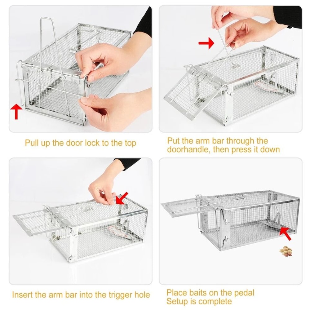 Animal Pest Control Rat Trap Cage For Rodent Catching Humane Mouse Bait Catch Hunting Trap 7