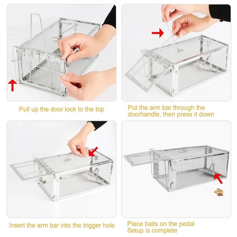 Animal Pest Control Rat Trap Cage For Rodent Catching Humane Mouse Bait Catch Hunting Trap 7