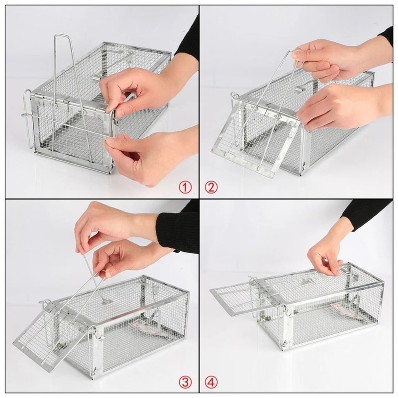 Animal Pest Control Rat Trap Cage For Rodent Catching Humane Mouse Bait Catch Hunting Trap 2