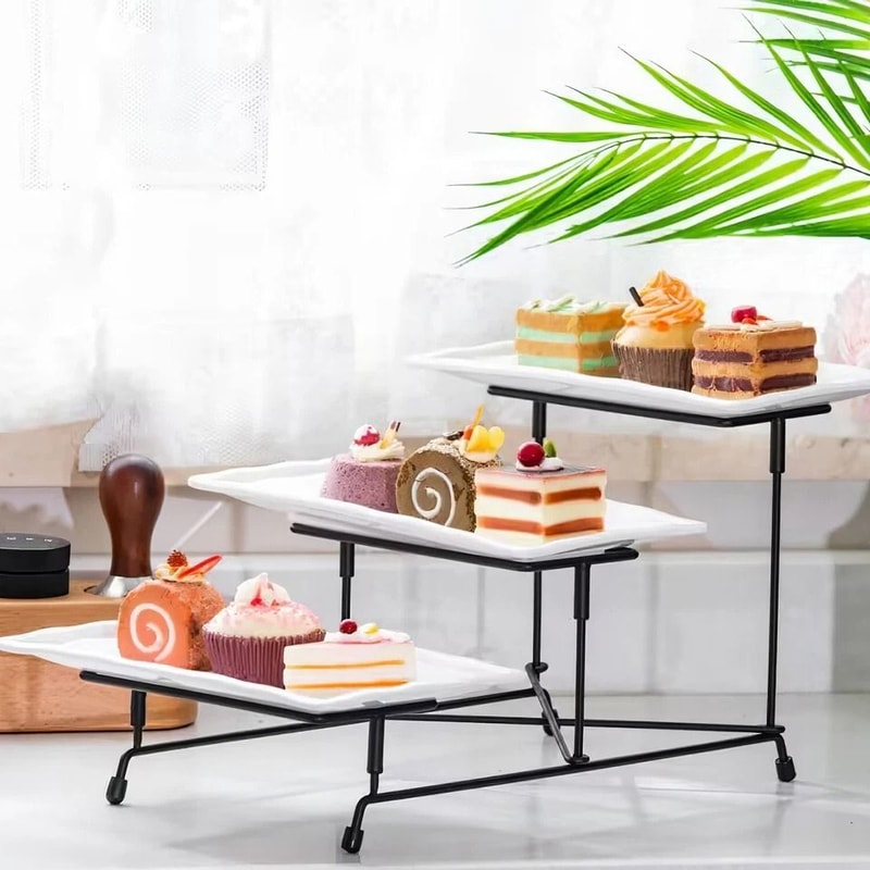 Heavy Duty Plastic Tier Serving Tray Display Stand Cake Tray Dessert Rack MultiPurpose Dinnerware H 4