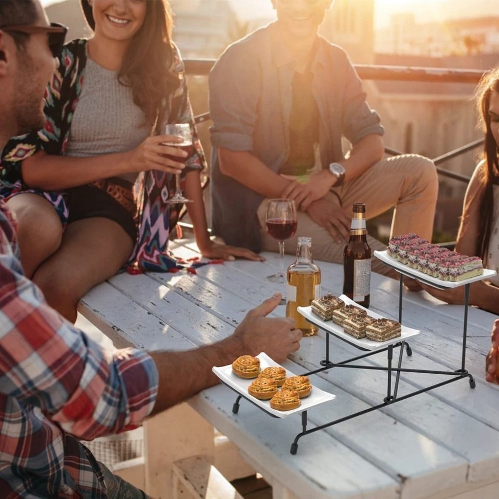 Heavy Duty Plastic Tier Serving Tray Display Stand Cake Tray Dessert Rack MultiPurpose Dinnerware H 6